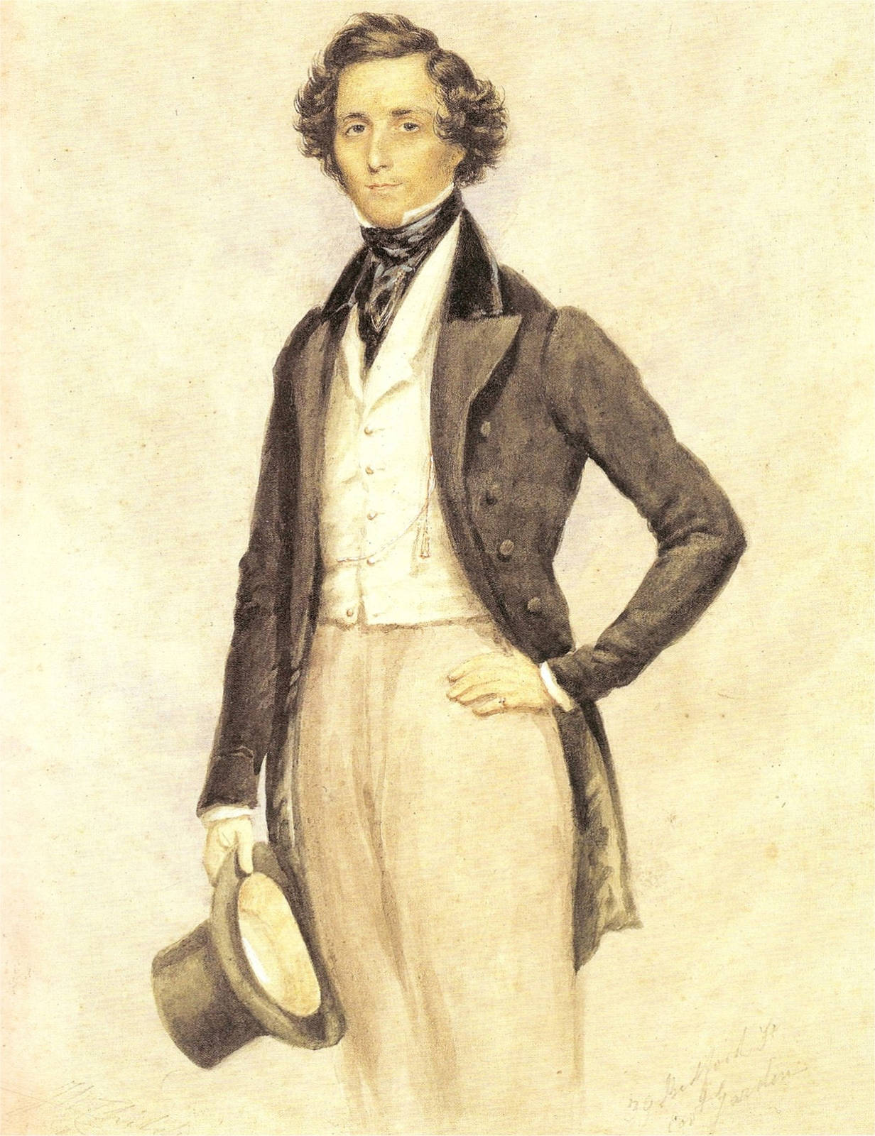 Felix Mendelssohn Bartholdy, Aquarell von James Warren Childe, 1830